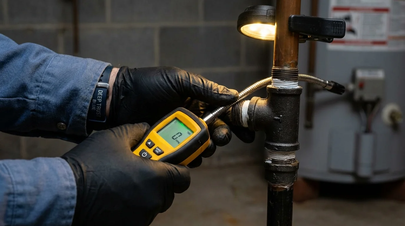 Gas leak detection with electronic sniffer by Johns Plumbing LLC in Sundance